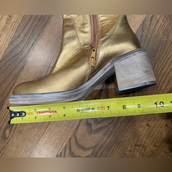 Free People Womens Shoes Metallic Gold Essential Tall Slouch Boots Size 7 - Picture 8 of 8